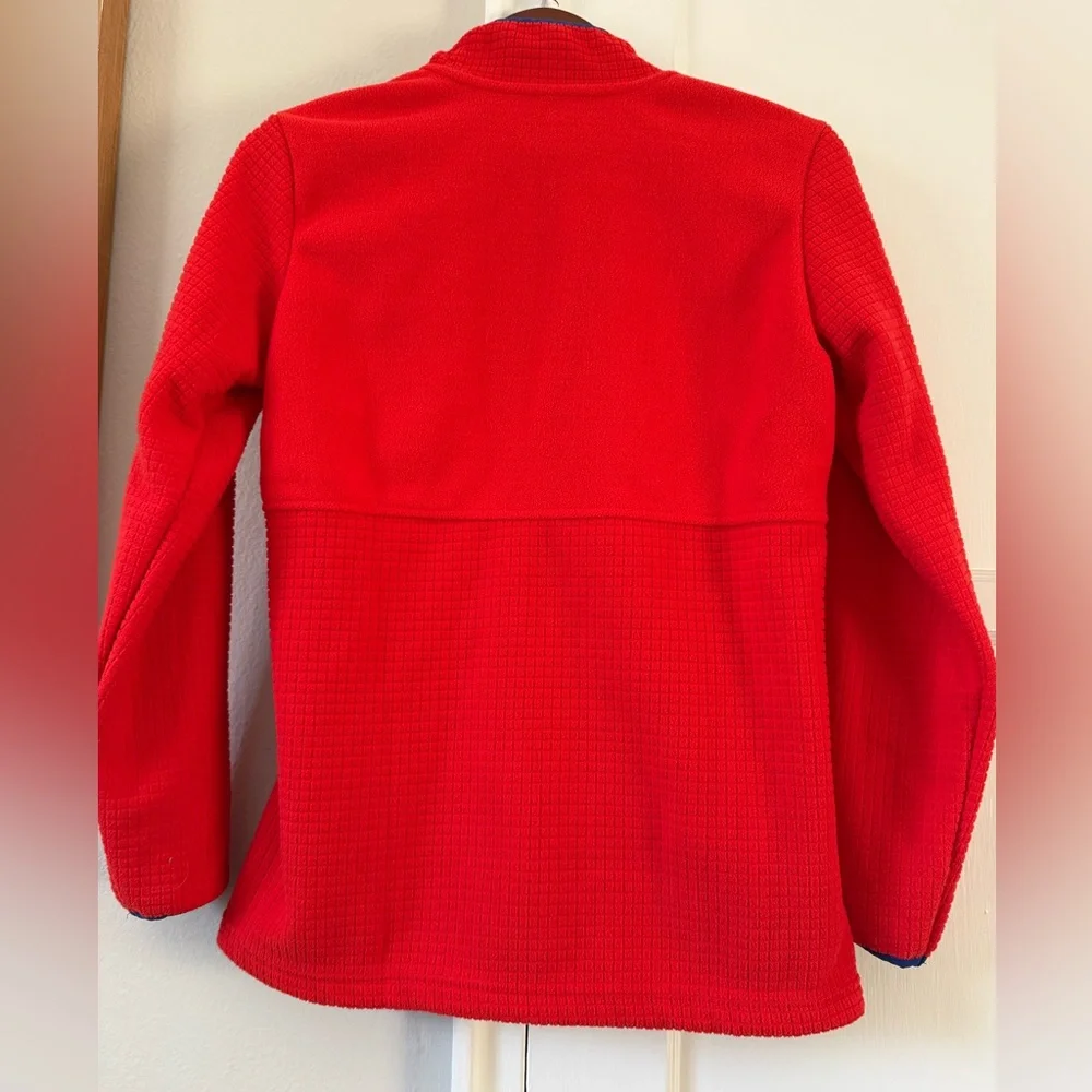 Lands’ End Women’s Fleece Jacket Small Orange & Blue Full-Zip Cozy Layer - Picture 4 of 10